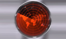 Ein roter Radarschirm mit Weltkarte. (Bild: panthermedia / Ingram Vitantonio Cicorella)