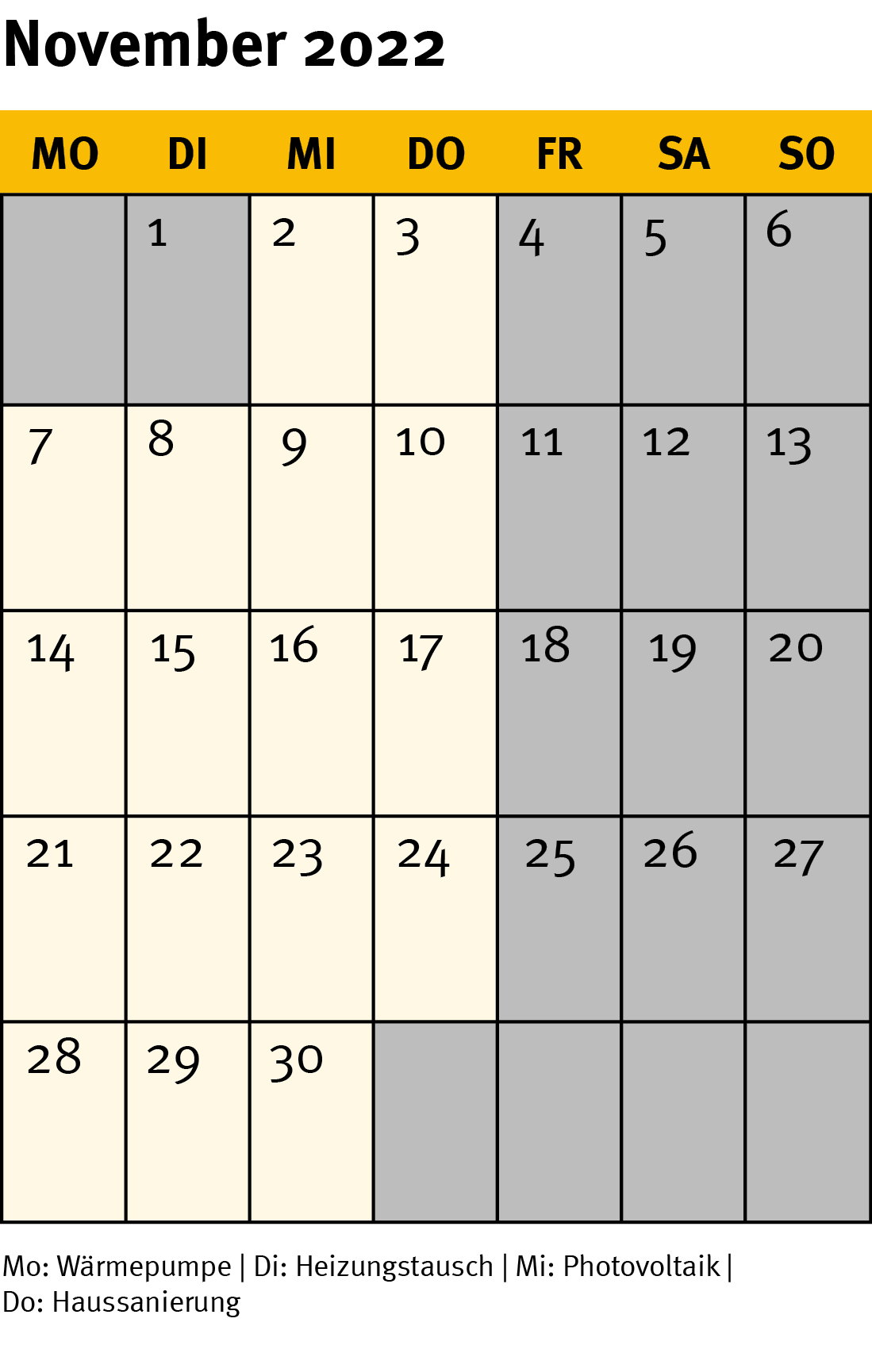 Kalender November 2022 mobil