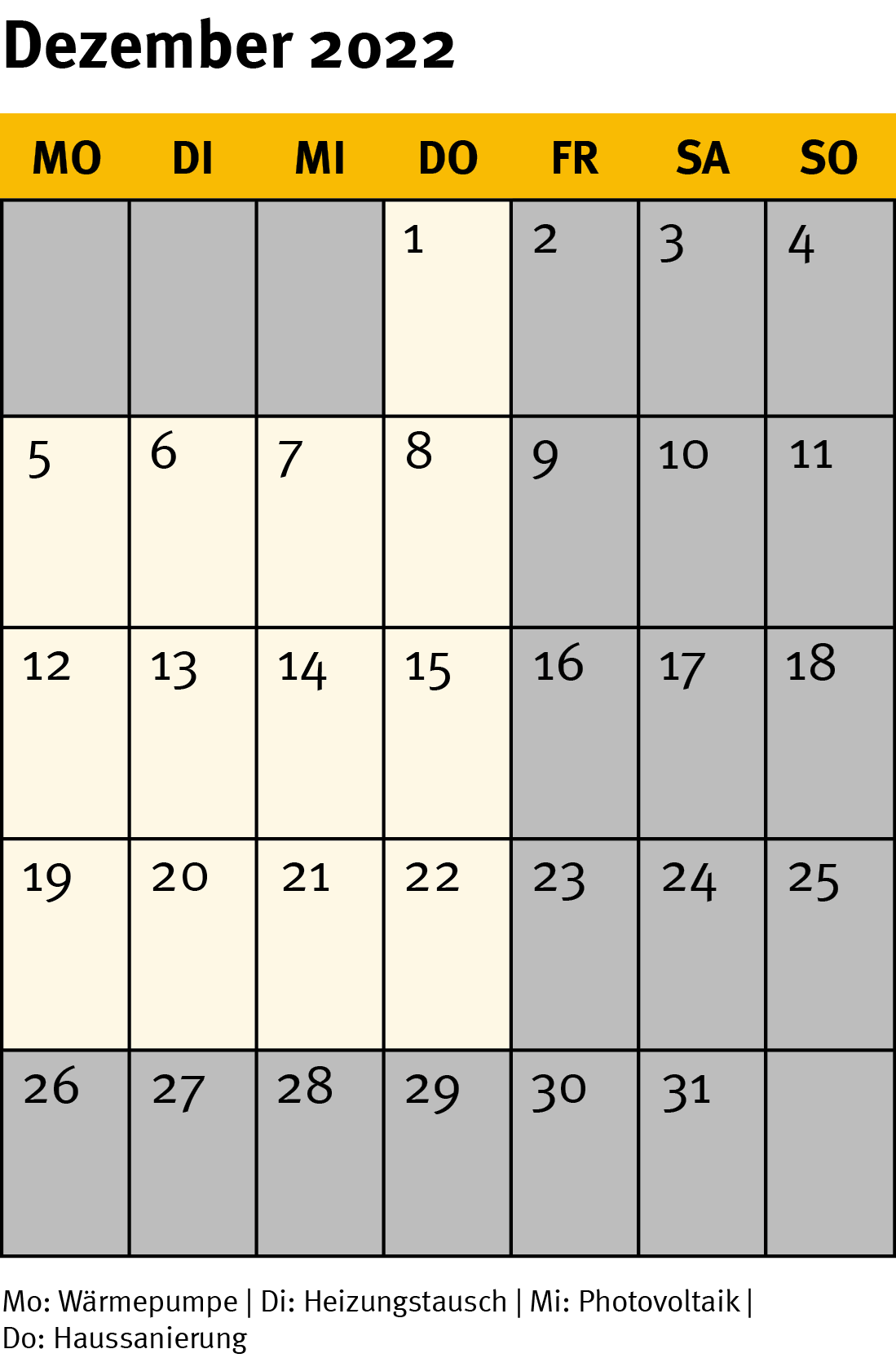 Kalender Dezember 2022 mobil