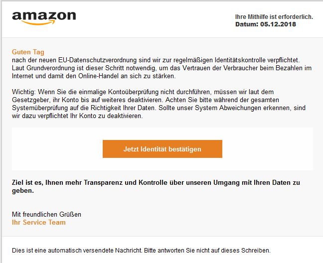 Screenshot Amazon-Phishing-Mail