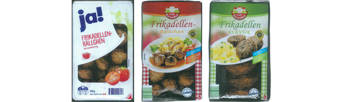 Produktbilder der zurückgerufenen Frikadellen-Packungen von Fleisch-Krone