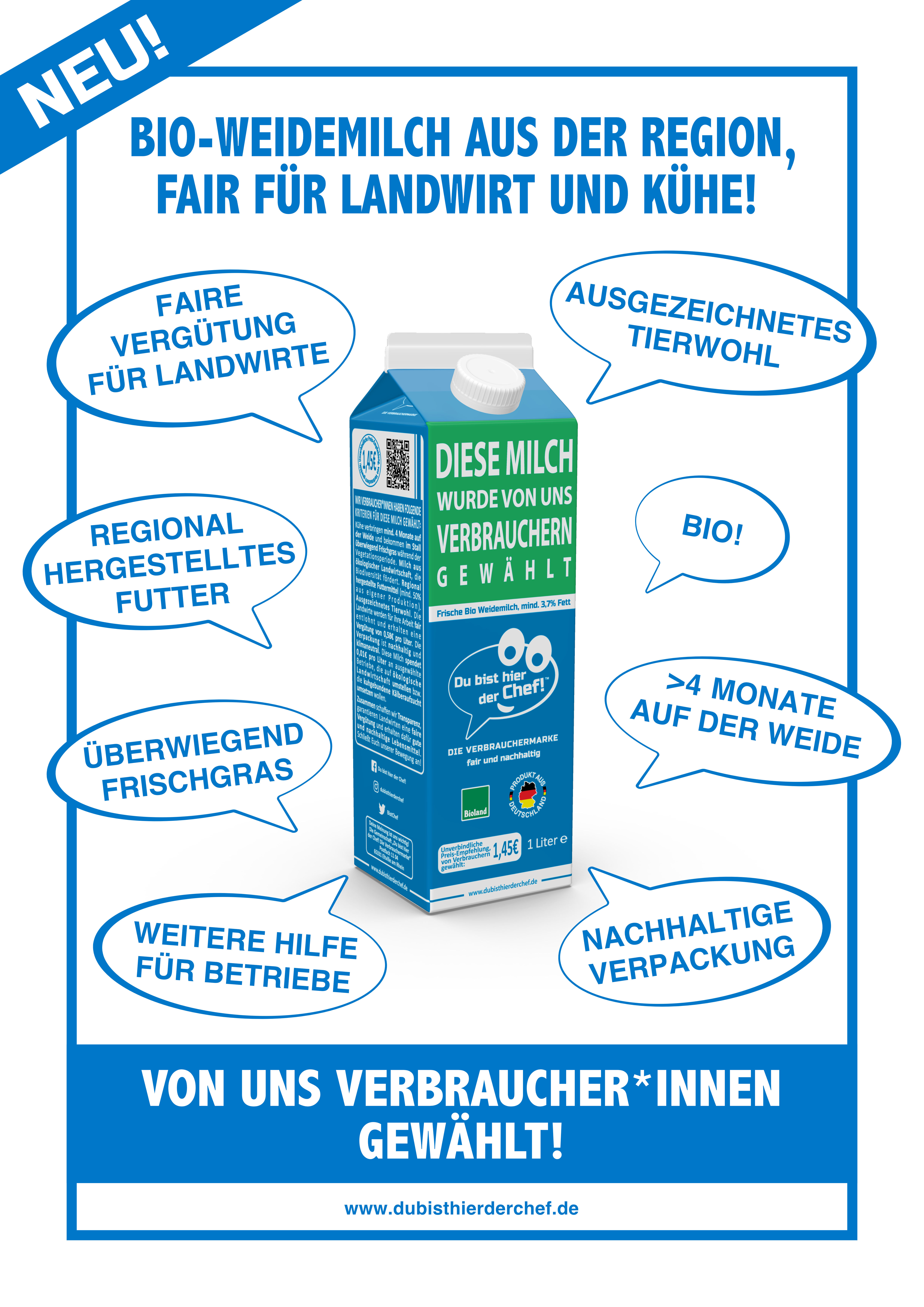 Das Bild zeigt eine Verpackung der Verbraucher-Milch