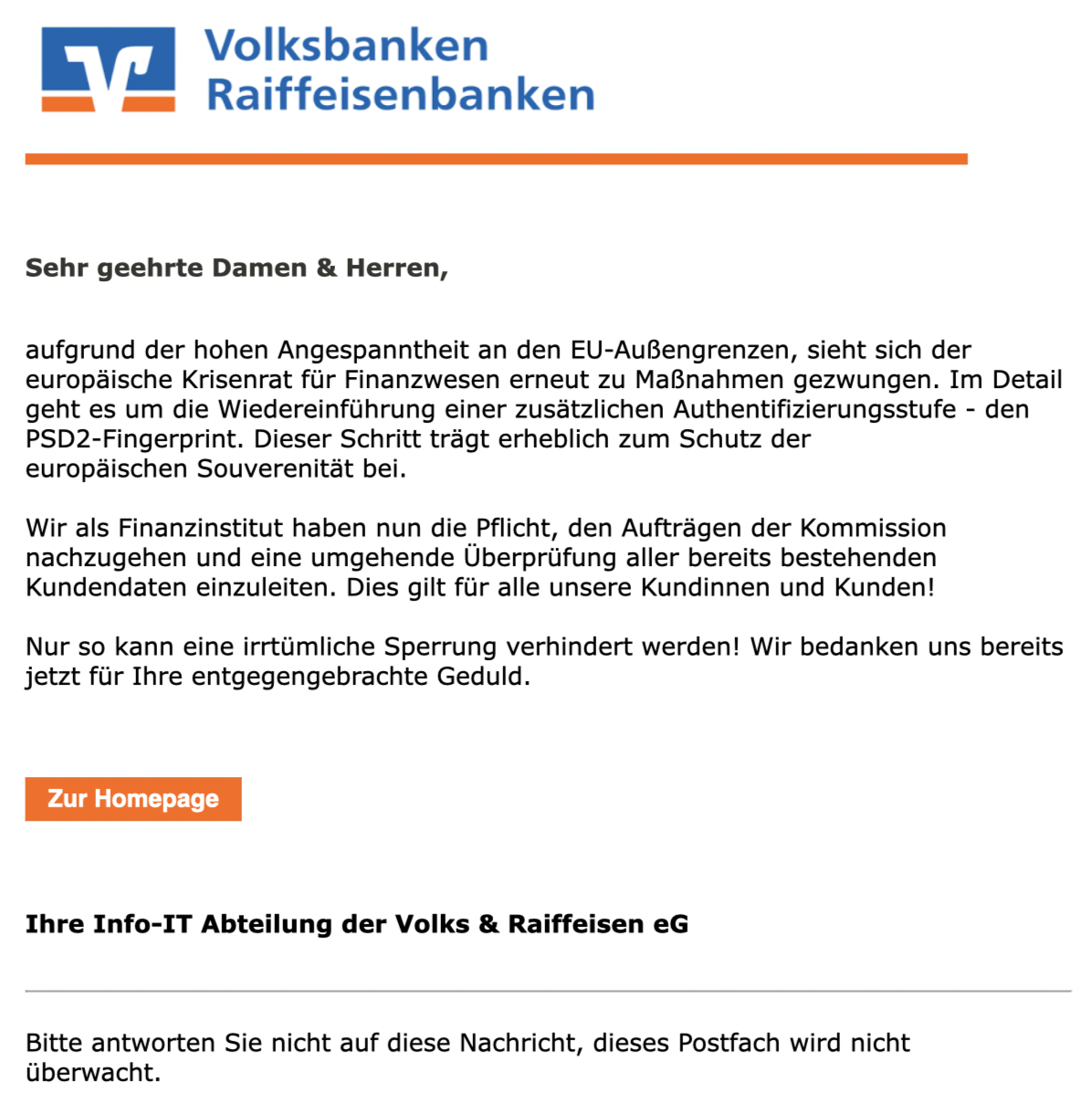 Volksbank Phishing
