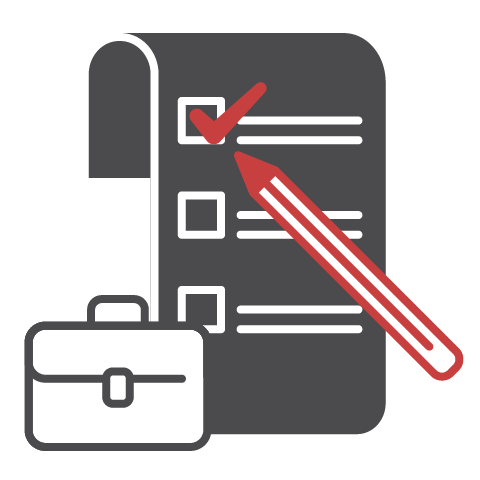 Grafik mit Checkliste und Koffer