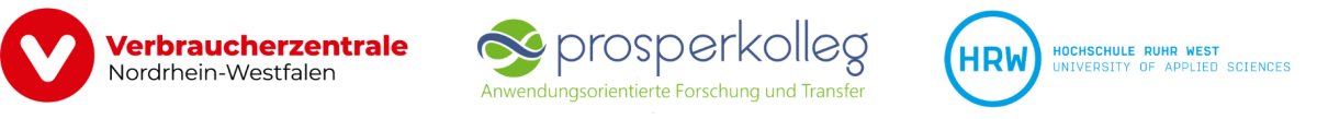Logos von Verbraucherzentrale NRW, posperkolleg und der Hochschule Ruhr West.