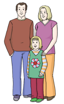 Zeichnung einer Frau und eines Mannes mit einem Kind