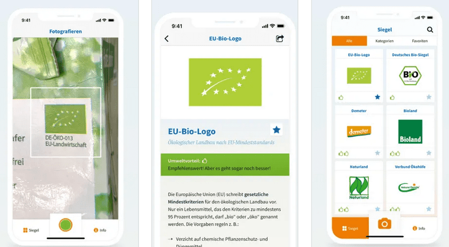 Screenshot der der App NABU Siegelcheck bei der Anwendung