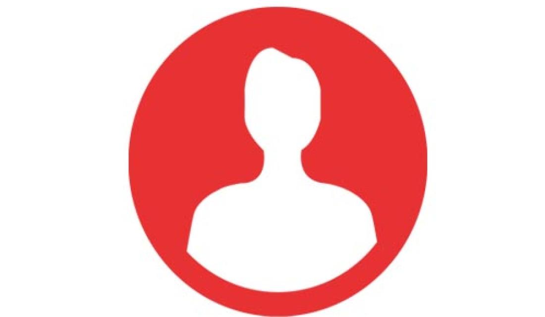 Ein roter Kreis mit dem weißen Querschnitt einer Person in der Mitte.