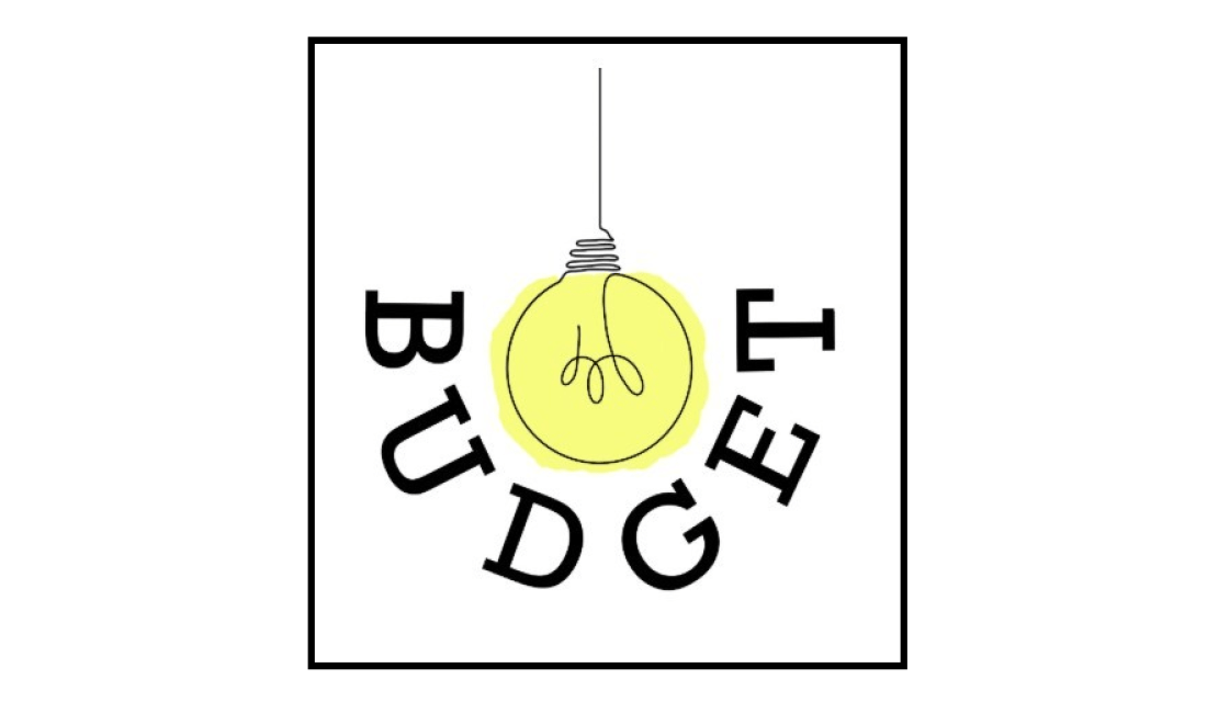 Glühbirne mit Schriftzug Budget