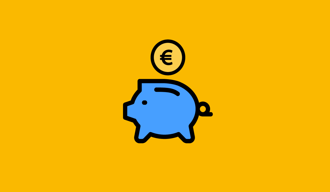 Münze mit blauem Sparschwein