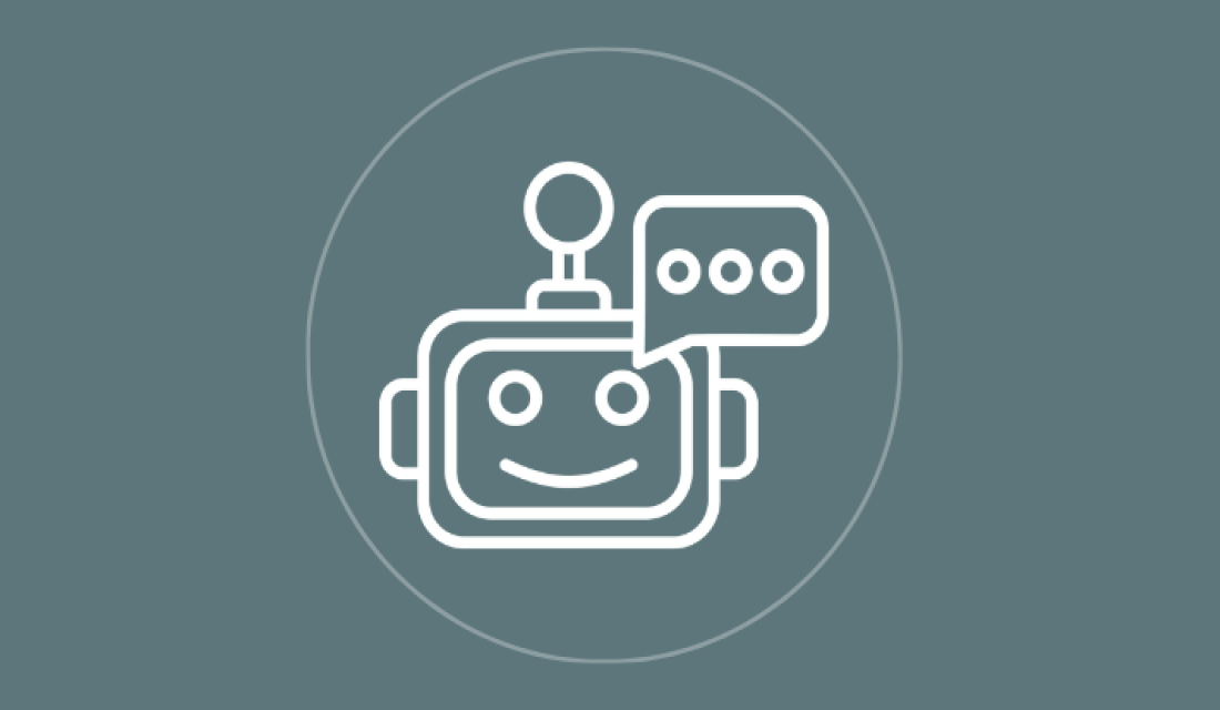 Grafik mit Roboter und einer Sprechblase