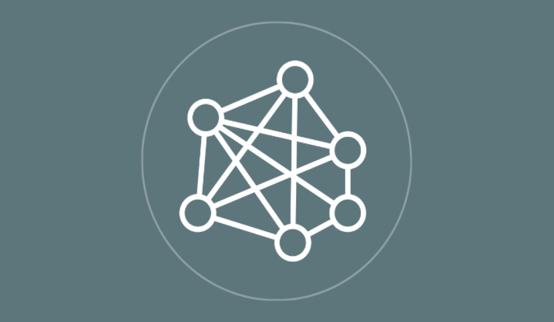 Grafik mit Kreisen, die mit Linien untereinander verbunden sind