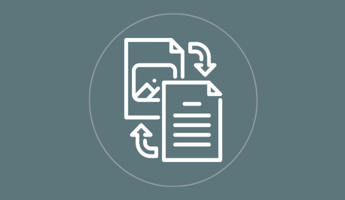 Grafik mit Dateisymbolen und Pfeilen