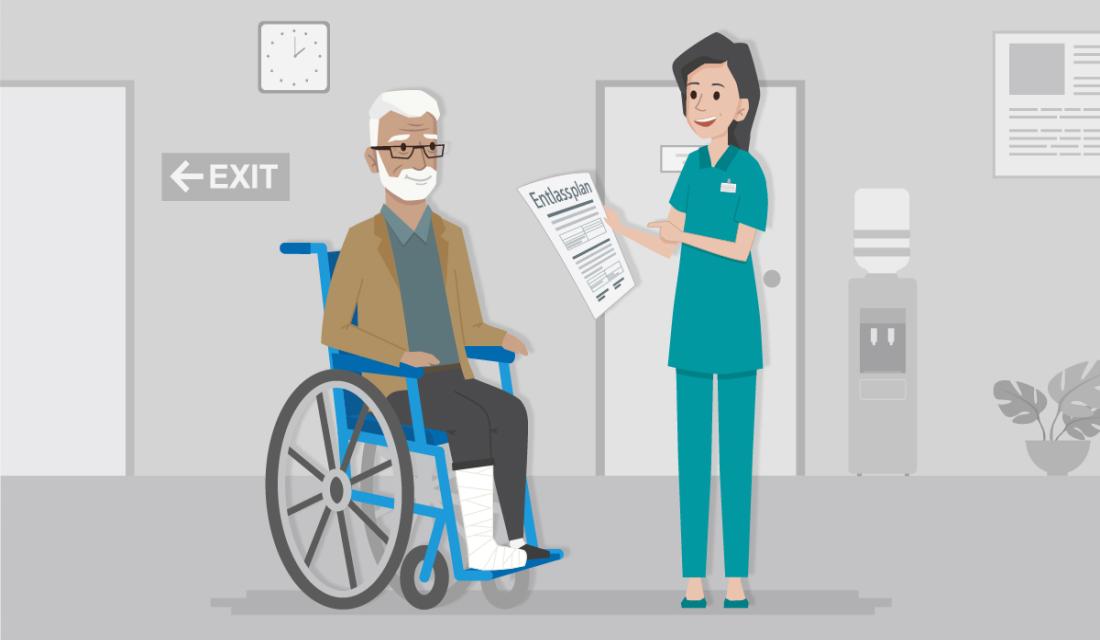 Symbolische Darstellung des Krankenhausentlassmanagements 