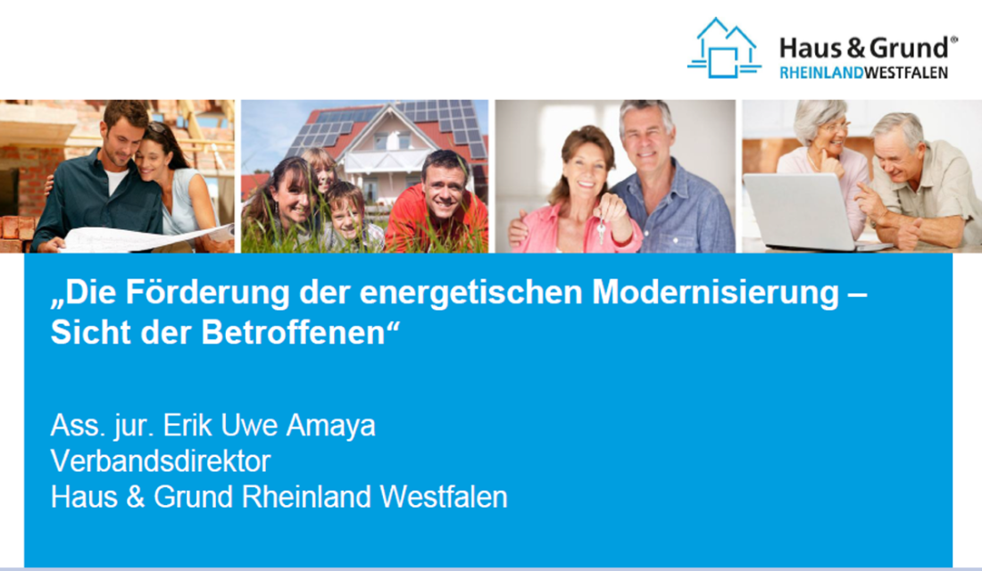 Förderung der energetischen Modernisierung - Sicht der Betroffenen: Amaya 27.10.25, Haus und Grund Rheinland-Westfalen