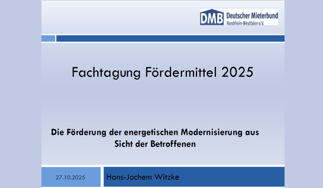 Förderung der energetischen Modernisierung - Sicht der Betroffenen: Witzke 27.10.25, DMB