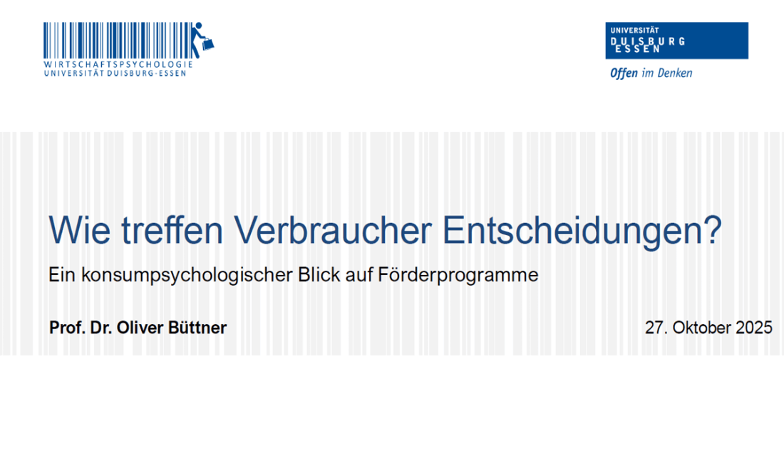 Wie treffen Verbraucher Entscheidungen: Büttner 27.10.2025 Universität Duisburg-Essen
