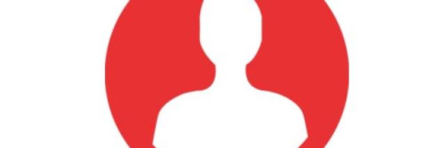 Ein roter Kreis mit dem weißen Querschnitt einer Person in der Mitte.