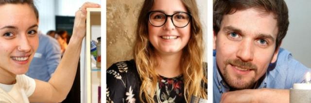 Die drei Preisträger und ihre Produkte.