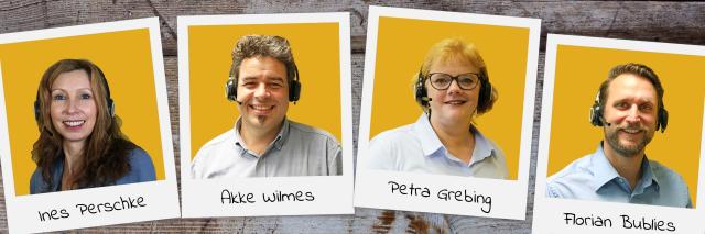 Videoberatung Energie Collage: Ines Perschke, Akke Wilmes, Petra Grebing, Florian Bublies, Norbert Mohr, Thomas Zwingmann, Stephanie Kallendrusch, Thomas Bertram