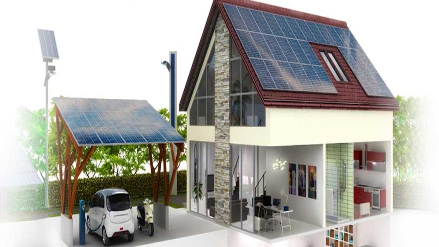 Doppelhaushälfte mit Solaranlage und Elektroauto