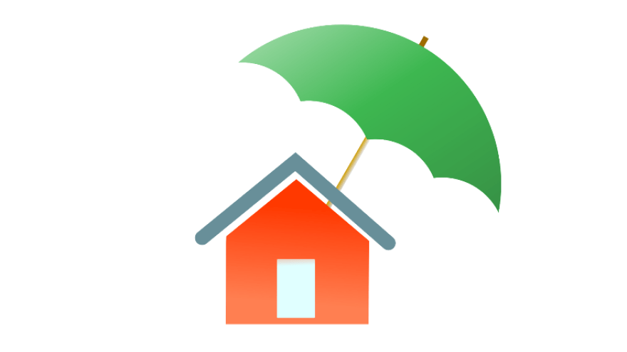 Grafik Haus mit Regenschirm