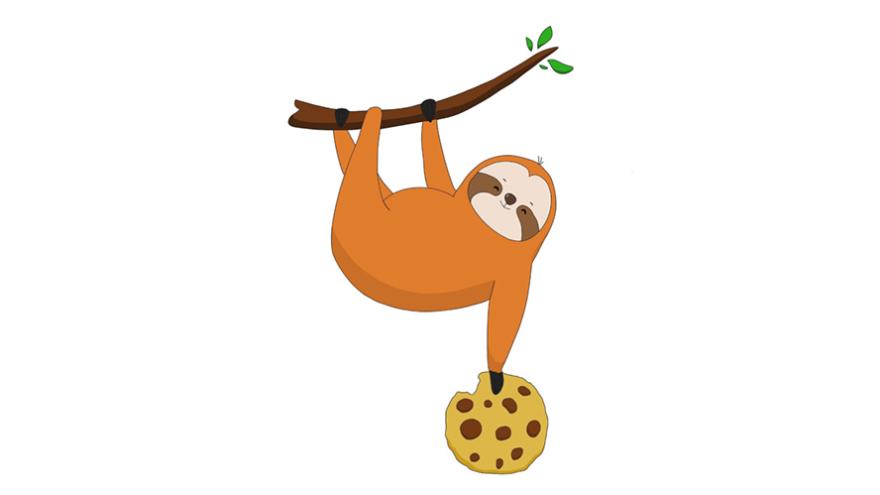 Grafik von Faultier mit einem Keks