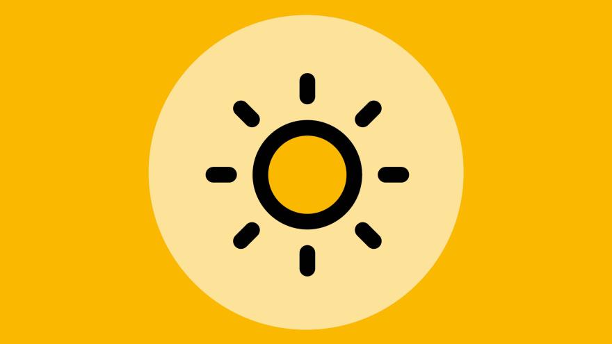 Schwarzes Sonnenicon auf zweifarbigem gelben Grund