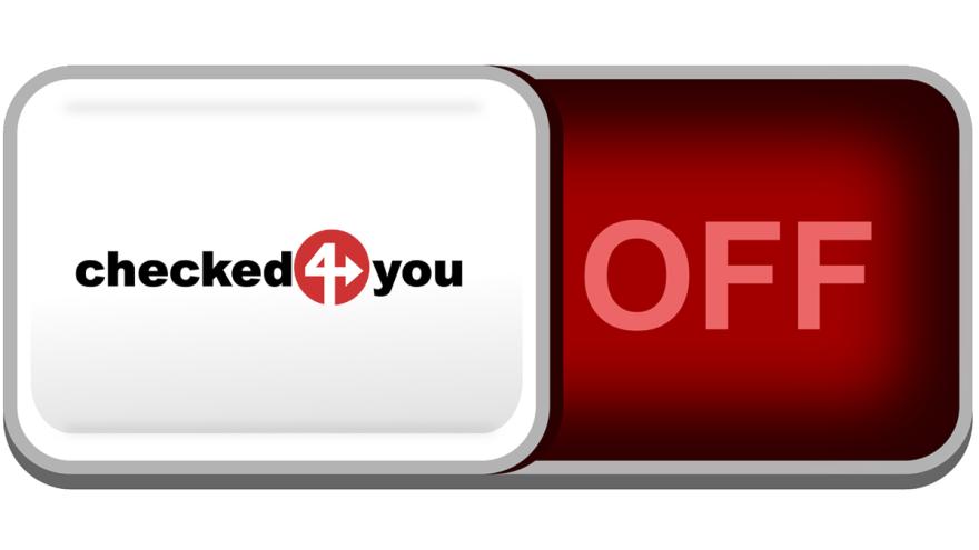 Logo checked4you auf einem Schieberegler mit dem Wort OFF