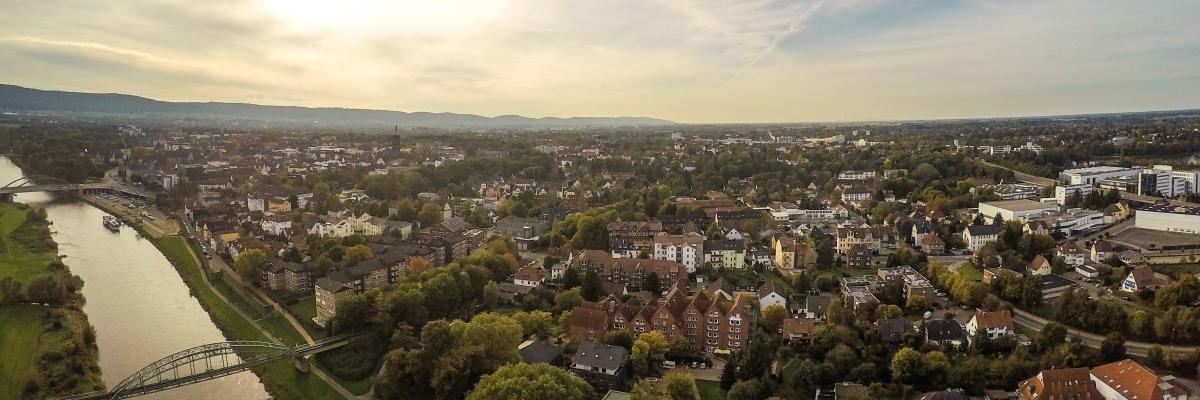 Bild der Stadt Minden: Weser mit Innenstadt