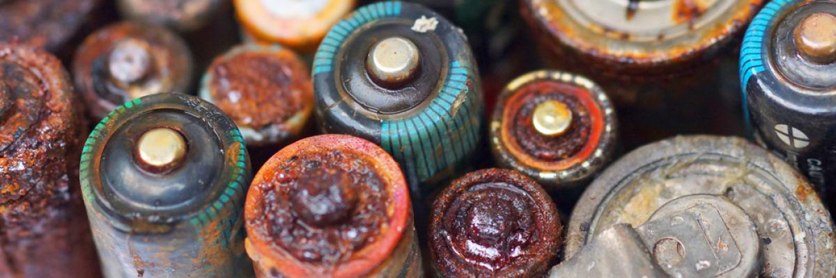 Diverse rostige Batterien