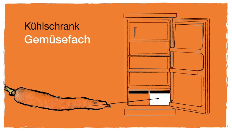 Zeichnung: Kühlschrank und Karotte