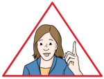 Grafik: Frau mit erhobenem Zeigefinger im roten Warndreieck
