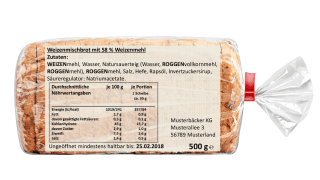 Toastbrot mit Nährwertangaben auf der Verpackung
