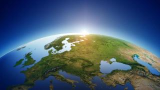 Teil der Erdkugel von ferne gesehen